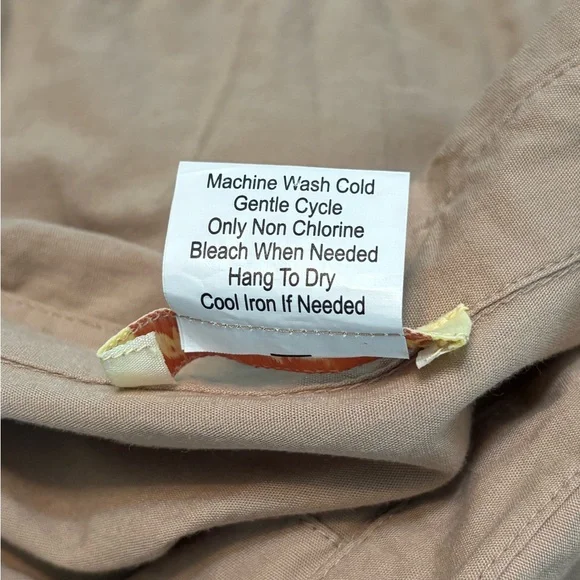 Sweet Magnolia Tan Long Sleeve Cotton Shirt Dress Cutout On Bottom Size L - Picture 8 of 14